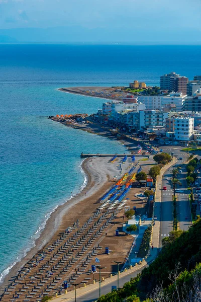 Letecký Pohled Pláž Elli Řeckém Městě Rhodos — Stock fotografie