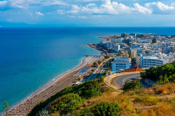 Luchtfoto Van Elli Strand Bij Rhodos Stad Griekenland — Stockfoto