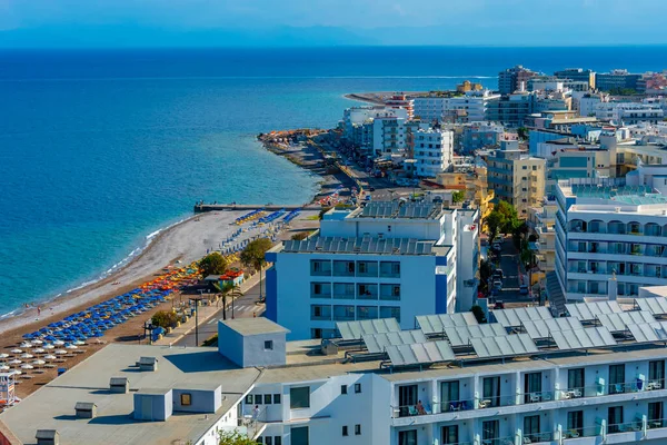 stock image Aerial view of Elli beach at Rhodes town in Greece.