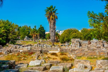 Yunan adası Kos 'ta antik agora.