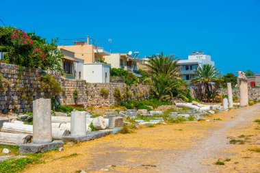 Yunan adası Kos 'taki Nymphaeum manzarası.