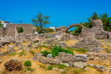 Yunan adası Kos 'taki Nymphaeum manzarası.