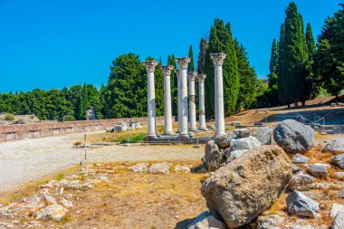 Yunan adası Kos 'taki antik harabeler.