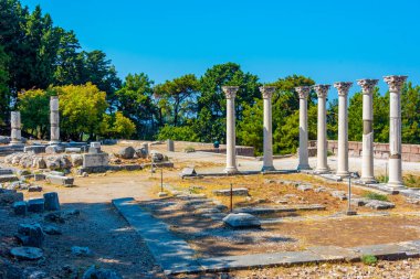 Yunan adası Kos 'taki antik harabeler.