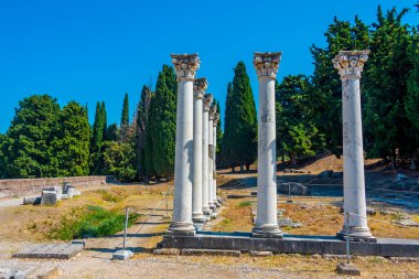 Yunan adası Kos 'taki antik harabeler.