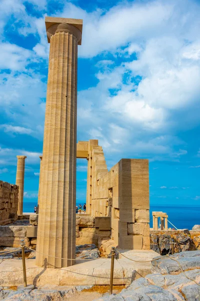 希腊罗得岛Lindos Acropolis景观 — 图库照片