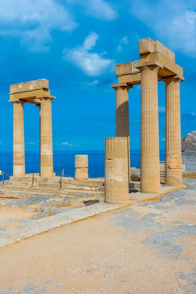 希腊罗得岛Lindos Acropolis景观 — 图库照片