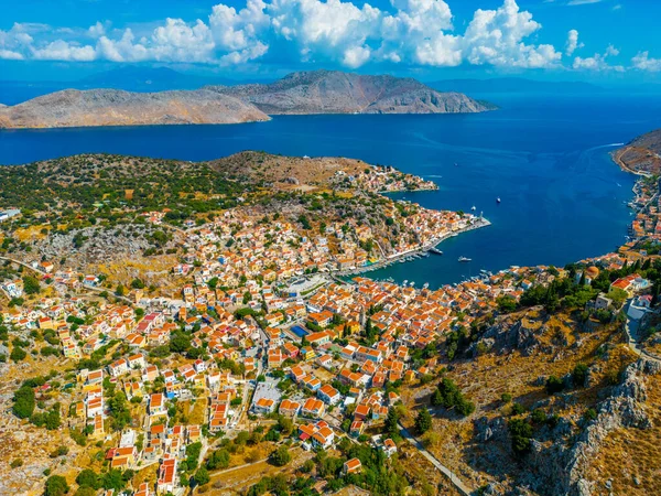 Panorama Vista Ilha Grega Symi — Fotografia de Stock
