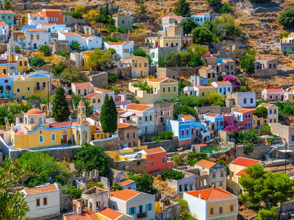 Casas Coloridas Ciudad Griega Symi —  Fotos de Stock