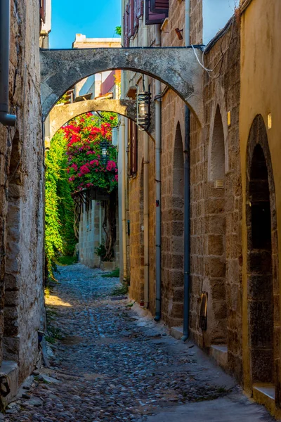 View Historical Street Center Rhodes Greece — Stock Photo, Image