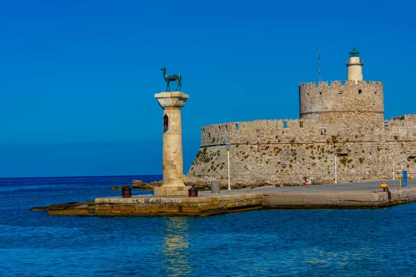 Pevnost Svatého Mikuláše Řeckém Ostrově Rhodos — Stock fotografie
