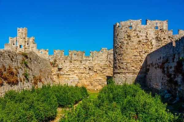 Vista Antigua Fortificación Rodas Grecia — Foto de Stock
