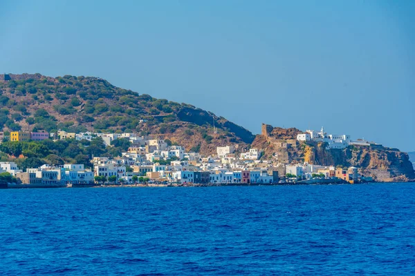 Krajobraz Greckiego Miasta Mandraki Wyspie Nisyros Grecji — Zdjęcie stockowe