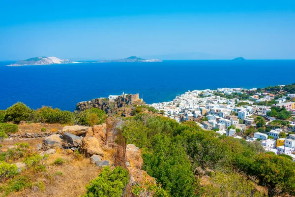 Vue Panoramique Des Maisons Blanches Ville Mandraki Sur Île Nisyros — Photo