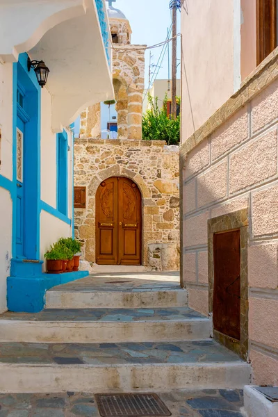 Ruas Coloridas Cidade Mandraki Ilha Grega Nisyros — Fotografia de Stock