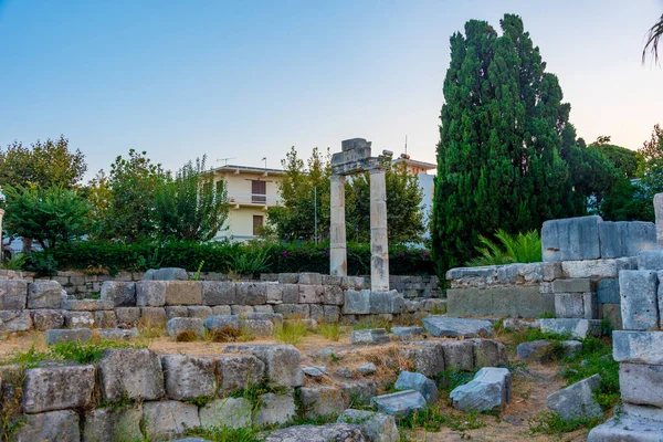 Yunan Adası Kos Taki Antik Agora Daki Afrodit Türbesinin Günbatımı — Stok fotoğraf