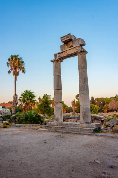 Yunan Adası Kos Taki Antik Agora Daki Afrodit Türbesinin Günbatımı — Stok fotoğraf