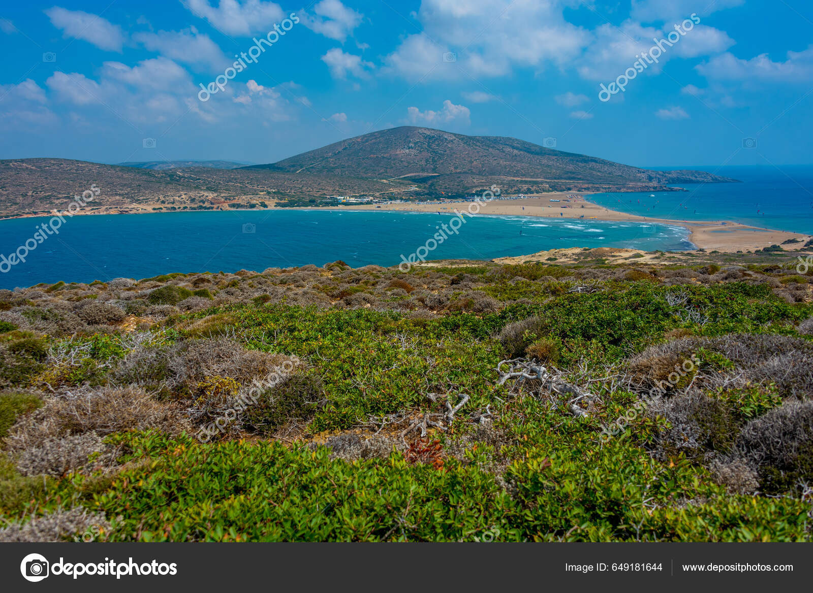 Panorama Prasonisi Beach Greek Island Rhodes Stock Photo By.
