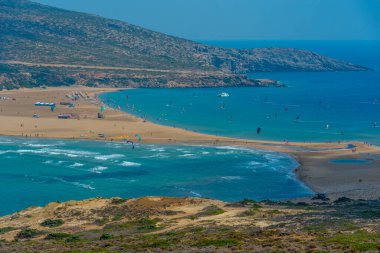 Yunan adası Rodos 'taki Prasonisi Sahili Panoraması.