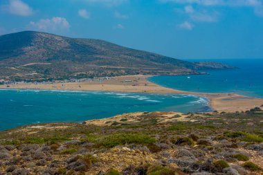 Yunan adası Rodos 'taki Prasonisi Sahili Panoraması.