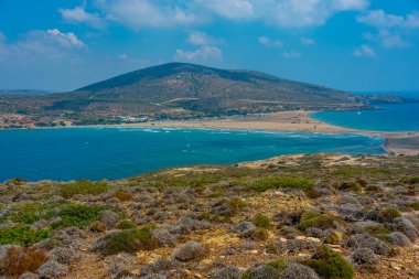 Yunan adası Rodos 'taki Prasonisi Sahili Panoraması.