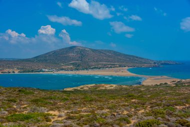 Yunan adası Rodos 'taki Prasonisi Sahili Panoraması.