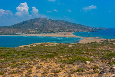 Yunan adası Rodos 'taki Prasonisi Sahili Panoraması.