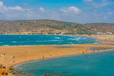 Yunan adası Rodos 'taki Prasonisi Sahili Panoraması.