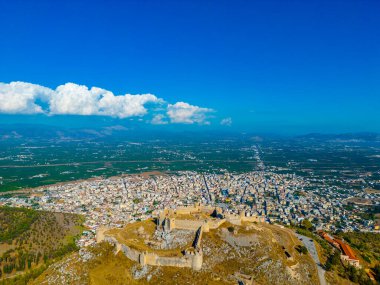 Yunan kenti Argos yakınlarındaki Larissa kalesinin Panorama manzarası.