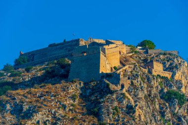Yunan kenti Nafplio 'ya bakan Palamidi Kalesi.