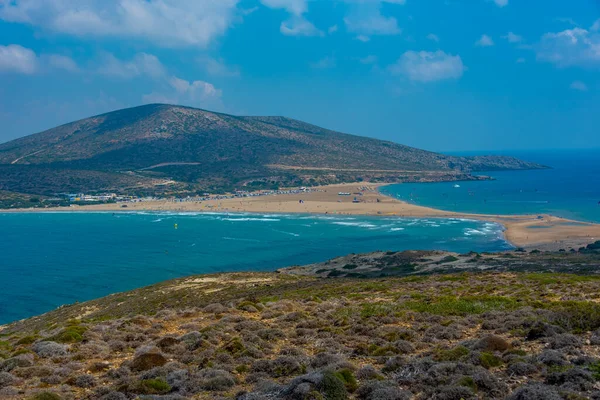 Panorama Della Spiaggia Prasonisi Sull Isola Greca Rodi — Foto Stock