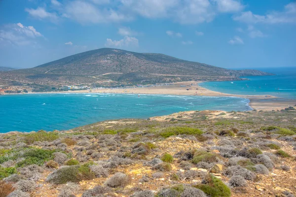 Panorama Della Spiaggia Prasonisi Sull Isola Greca Rodi — Foto Stock
