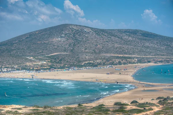 Panorama Plage Prasonisi Sur Île Grecque Rhodes — Photo