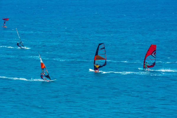 Windsurfers Prasonisi Beach Greek Island Rhodes — Stock Photo, Image