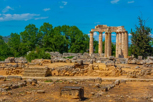 Zeusz Templomának Romjai Ókori Nemea Komplexumban Görögországban — Stock Fotó