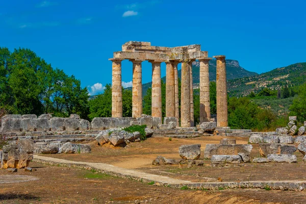 Zřícenina Chrámu Dia Starověkém Komplexu Nemea Řecku — Stock fotografie
