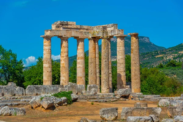 Ερείπια Του Ναού Του Δία Στην Αρχαία Νεμέα Στην Ελλάδα — Φωτογραφία Αρχείου