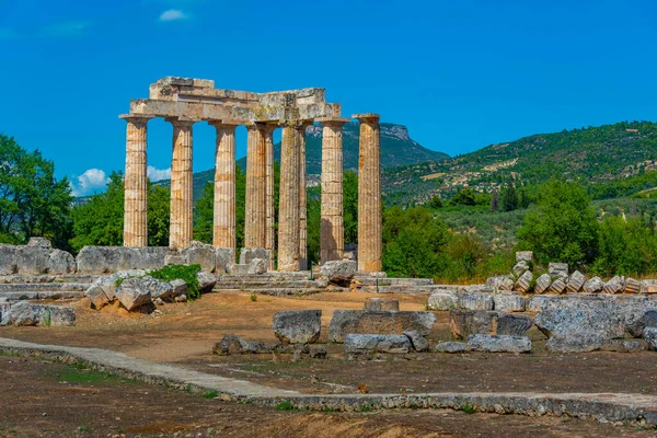Yunanistan Daki Antik Nemea Kompleksindeki Zeus Tapınağının Kalıntıları — Stok fotoğraf