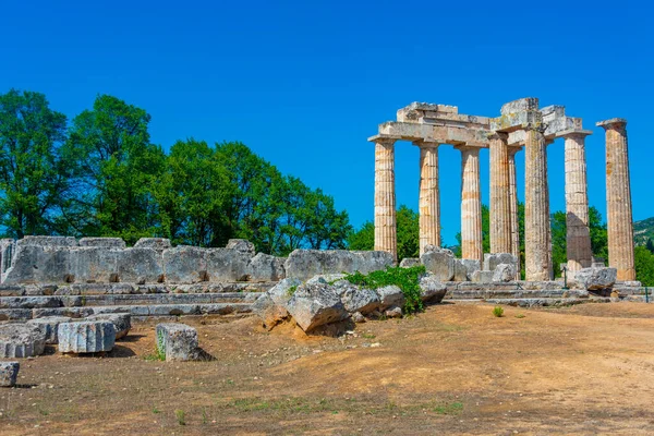 Zeusz Templomának Romjai Ókori Nemea Komplexumban Görögországban — Stock Fotó