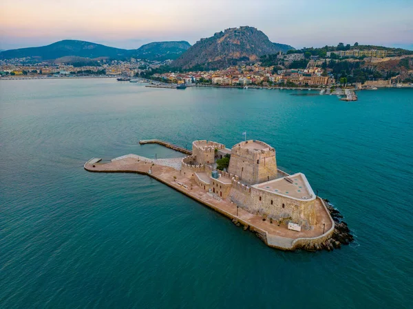 stock image Bourtzi fortress and panorama view of Greek town Nafplio.