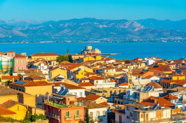 Yunan kenti Nafplio 'nun hava manzarası.