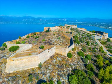 Yunan kenti Nafplio 'daki Palamidi kalesinin kalıntıları.
