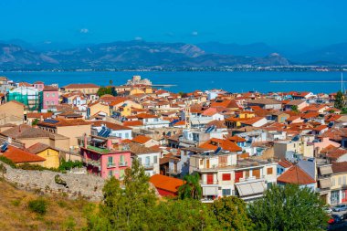 Yunan kenti Nafplio 'nun hava manzarası.