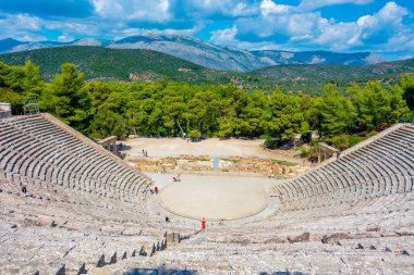 Ancient Theatre at the Asclepieion of Epidaurus in Greece. clipart