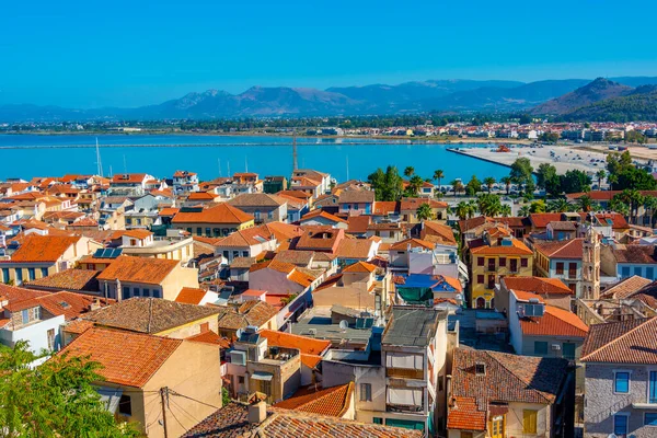 stock image Aerial view of Greek town Nafplio.