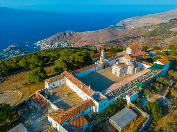Panorama View Hydra Town Prophet Elias Monastery Greece — Stock Photo, Image