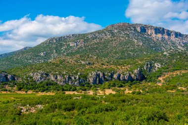 Yunanistan 'daki Mora yarımadasının vahşi manzarası.