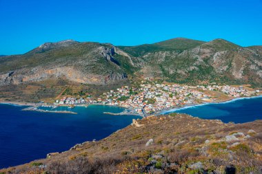 Yunan kenti Gefira 'nın Panorama manzarası.