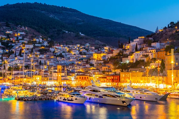 Night View Port Hydra Greece — Stock Photo, Image