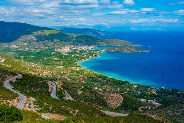 Panorama Pohled Palaia Epidavros Okolní Pobřeží Řecku — Stock fotografie